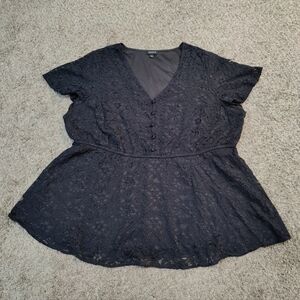 Torrid Black Lace Babydoll Blouse
